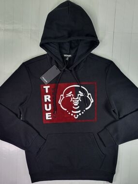 True Religion Men's Medium Black Hoodie with Red Graphic New with Tags